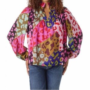 CROSBY by Mollie Burch Gabby Blouse Patched Leopard ~ S